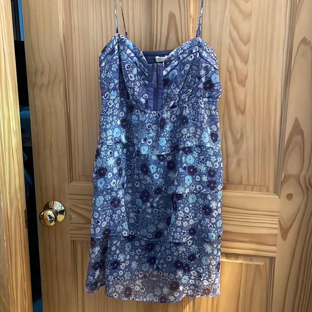 American Eagle tiered dress in lilac with floral pattern